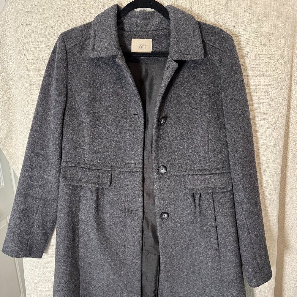 LOFT Wool Gray Peacoat